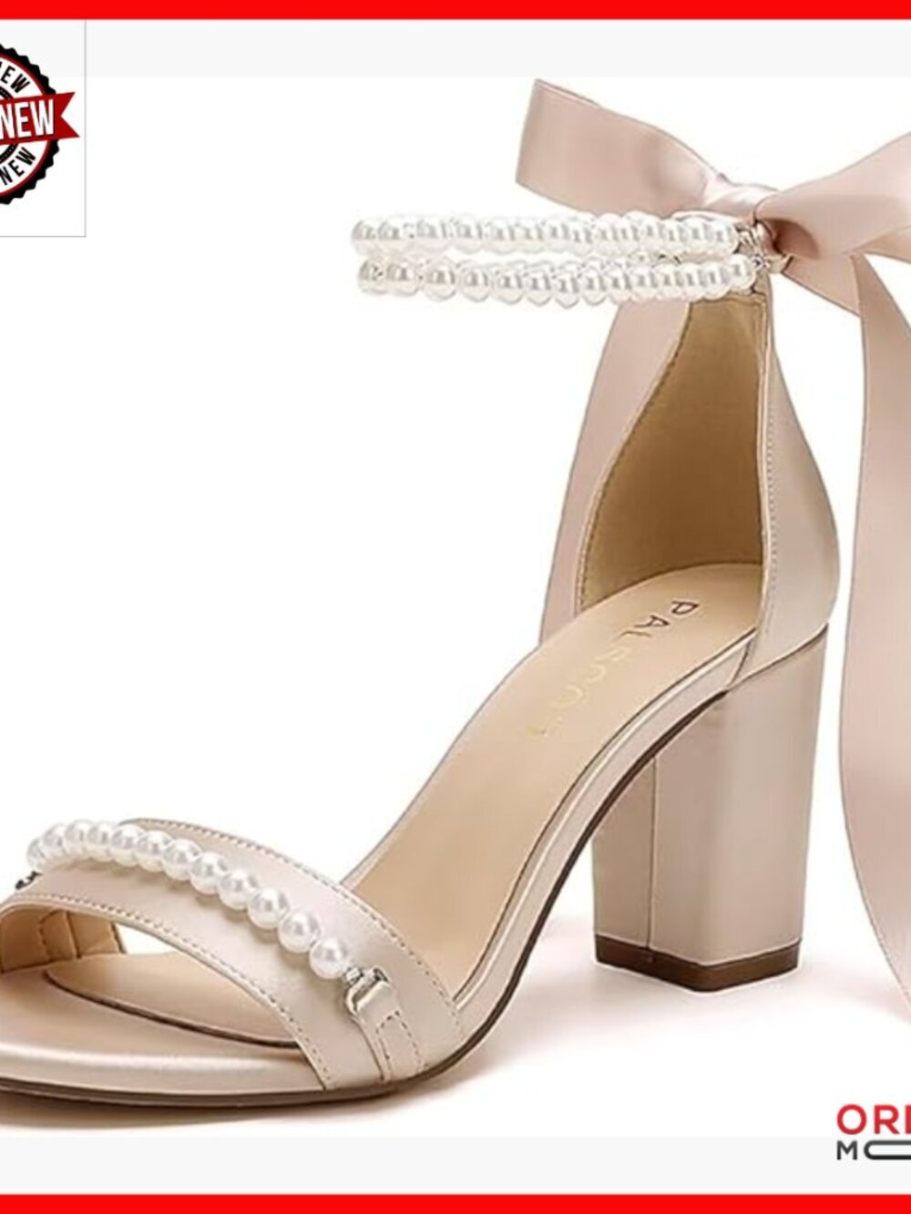 Block Heel Pearl Wedding Sandals Open Toe Bridal Shoes Size 6-10